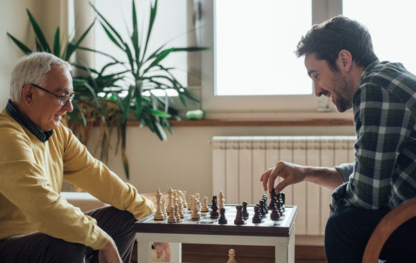 Men playing chess